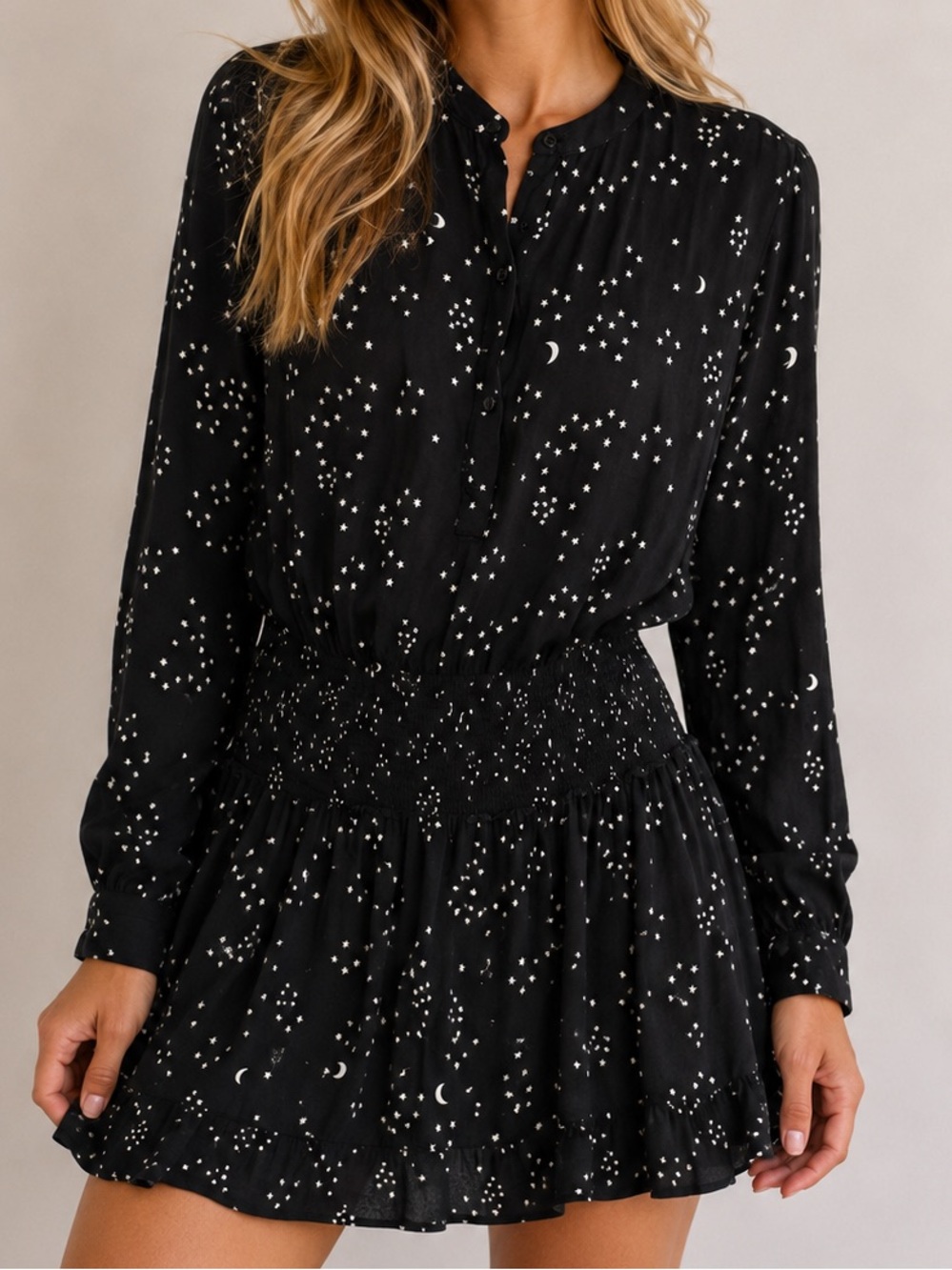 Rails Juliette Galaxy Star Long Sleeve Mini Dress Medium